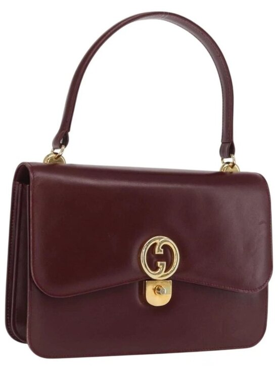Gucci Handbags - GUCCI Hand Bag Leather Bordeaux Gold Auth ep13170